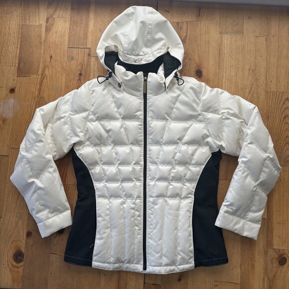 Obermeyer Jackets & Blazers - Obermeyer Down Coat Womens 12 White Black Duck Puffer Circuit Ski Snow
